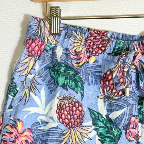 Tommy Bahama Women Small Shorts Linen Pineapple Blue Tropical Resort Luxe Cruise - Picture 2 of 6